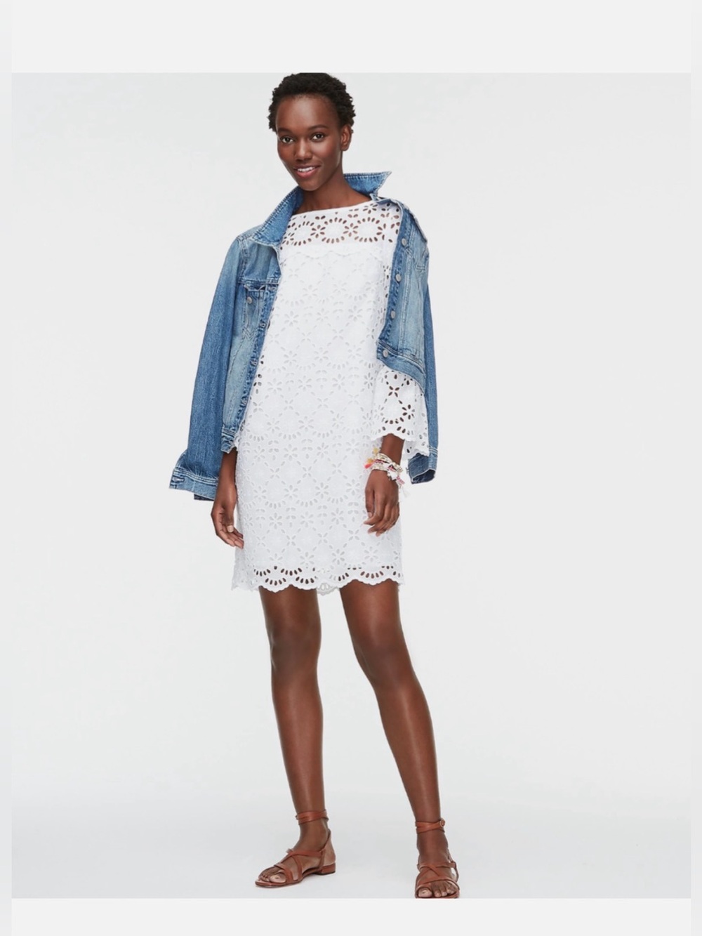J.Crew Bell-sleeve dress in embroidered eyelet White